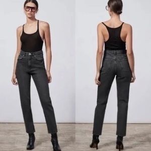 Zara Charcoal Gray Black 90s Mom Jean Fit 5 Pocket Button Fly Jeans Size 4